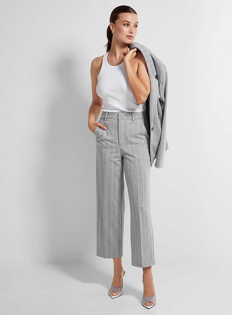 Icône Grey Jacquard ankle pant for women
