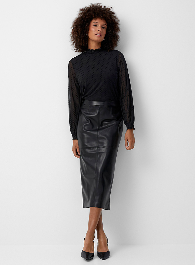 Contemporaine Black Back-slit faux-leather skirt for women