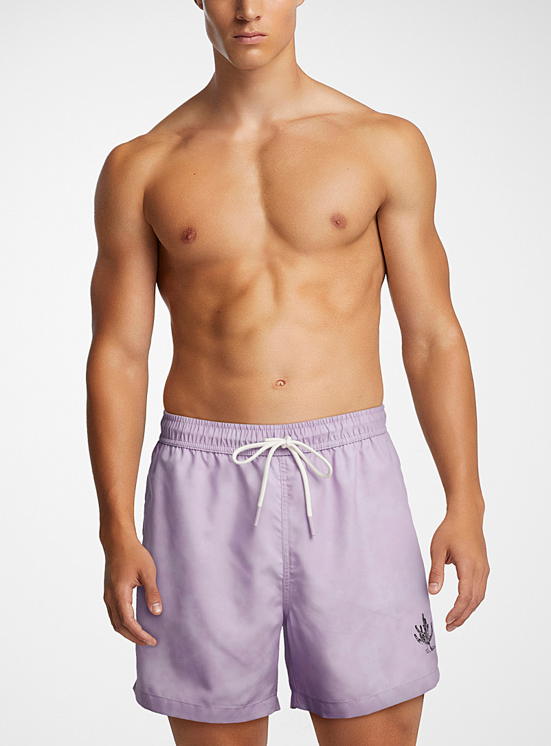 I.FIV5 Light purple Printed peachskin swim short for men