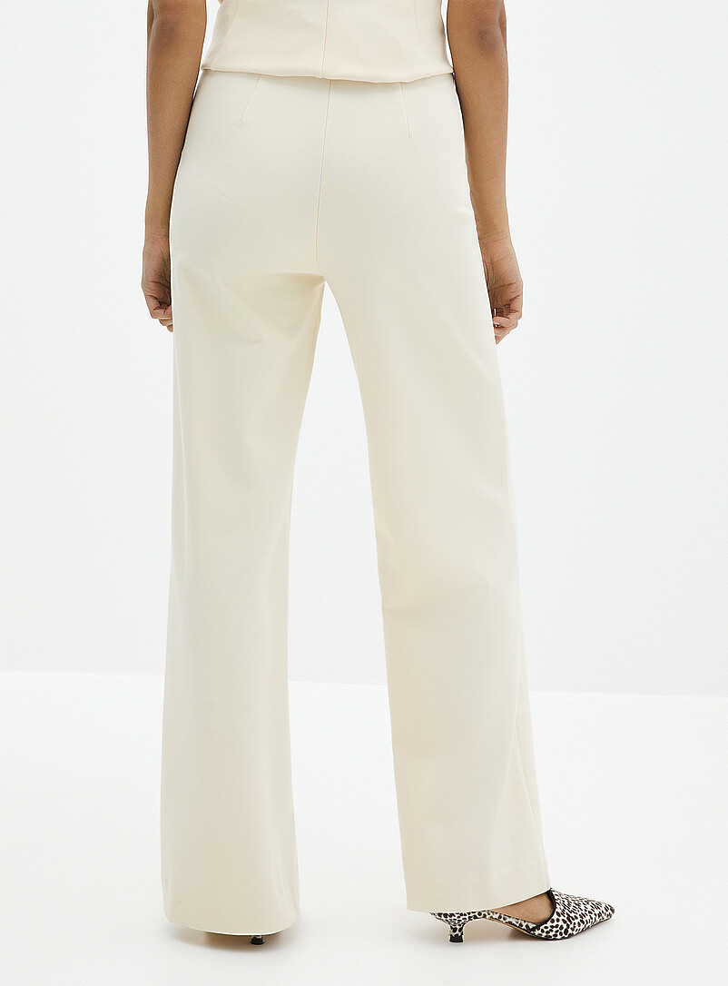 Ic&ocirc;ne: Le pantalon large point de Rome Ivoire - Beige cr&egrave;me pour femme