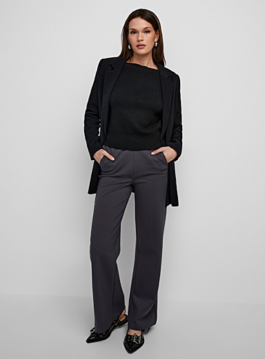 High Waist Front Seam Wide Leg Ponte Pant