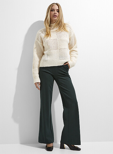 ILTM Senna Oatmeal Melange Ponte Wide-Leg Full-Length Pant main image 0
