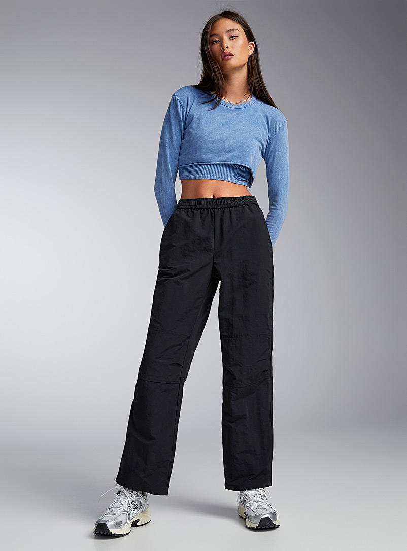 Twik: Le pantalon droit nylon mat Noir pour femme