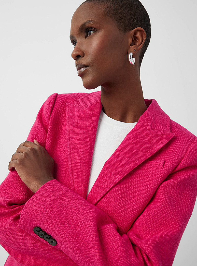 Contemporaine Pink Colourful tweed cinched blazer for women