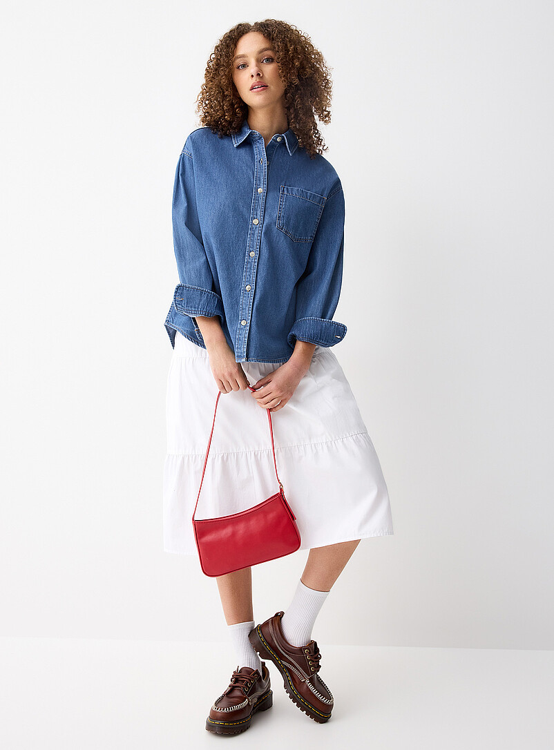 Twik: La chemise ample denim Lav&eacute; clair pour femme