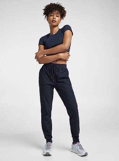 I.FIV5: Le jogger toile extensible Bleu marine - Bleu nuit pour femme