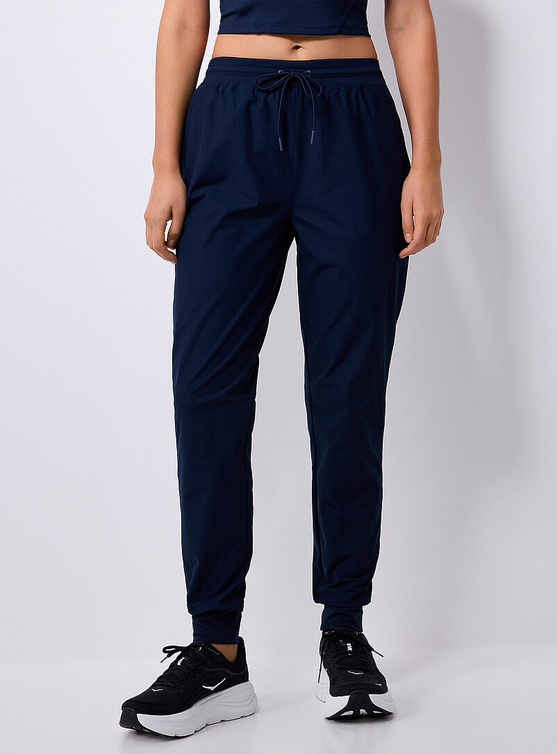 I.FIV5 Navy/Midnight Blue Stretch canvas joggers for women