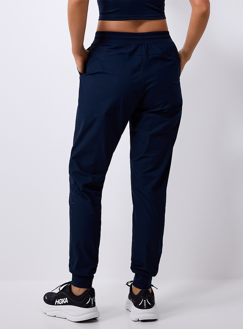 I.FIV5 Navy/Midnight Blue Stretch canvas joggers for women