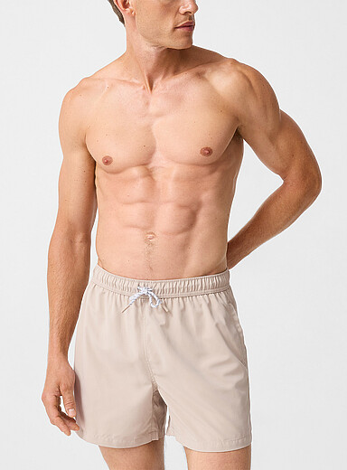 Simons Beige/Greige Solid-coloured swim short for men