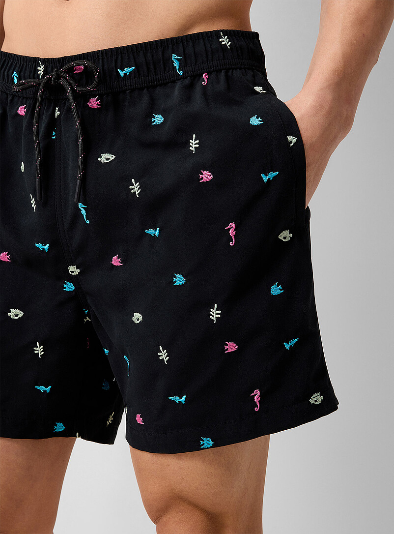 Simons: Le maillot short broderies de vacances Vert bouteille - Sapin pour homme