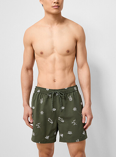 Simons: Le maillot short broderies de vacances Vert bouteille - Sapin pour homme