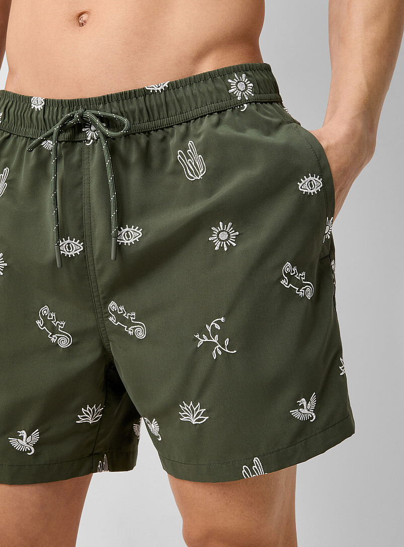 Simons: Le maillot short broderies de vacances Vert bouteille - Sapin pour homme
