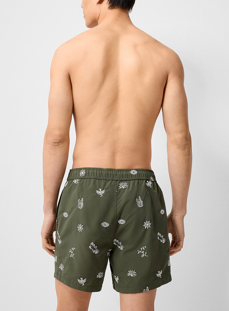 Simons: Le maillot short broderies de vacances Vert bouteille - Sapin pour homme