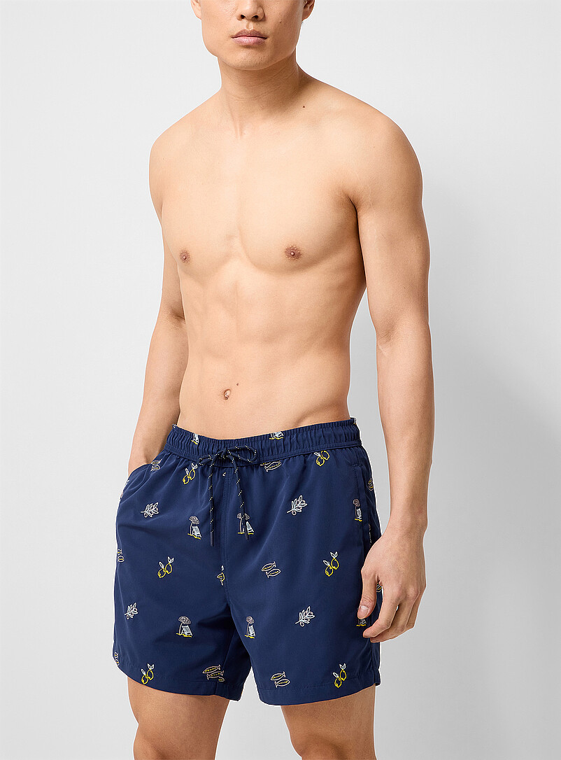 Simons: Le maillot short broderies de vacances Vert bouteille - Sapin pour homme
