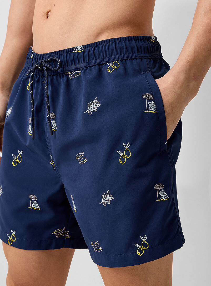 Simons Pine/Bottle Green Vacation embroidery swim short for men