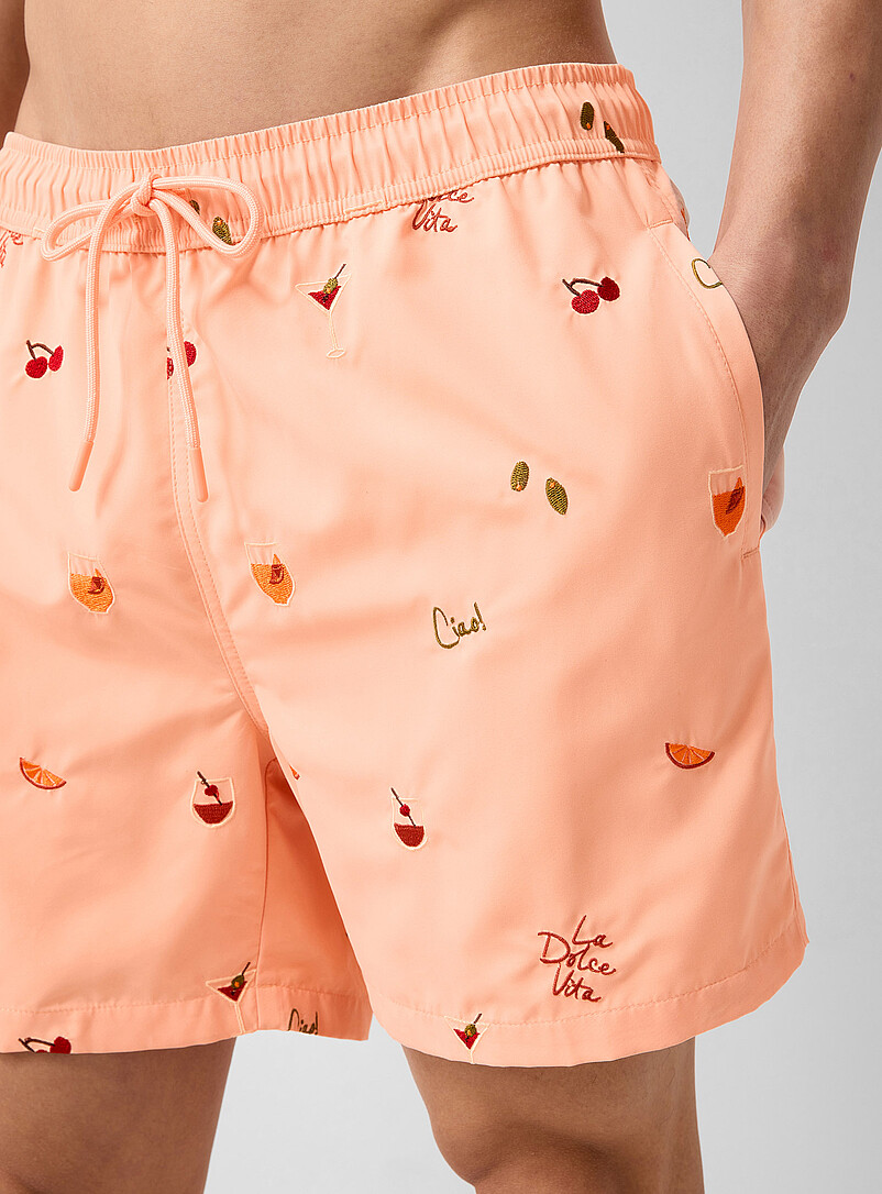 Simons Pine/Bottle Green Vacation embroidery swim short for men