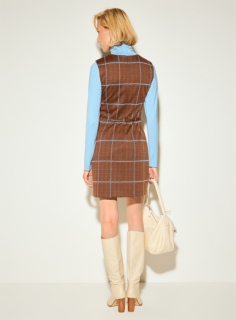 Ic&ocirc;ne Chocolate/Espresso Jacquard knit belted sleeveless dress for women