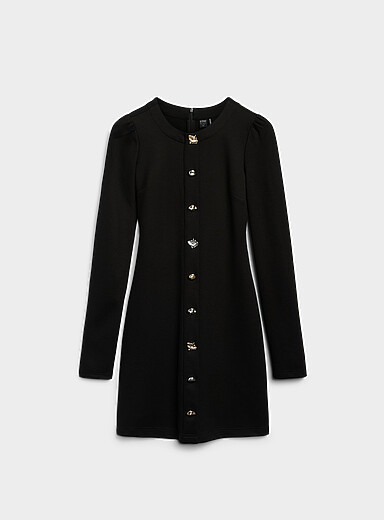 Ic&ocirc;ne Oxford Irregular buttons ponte minidress for women