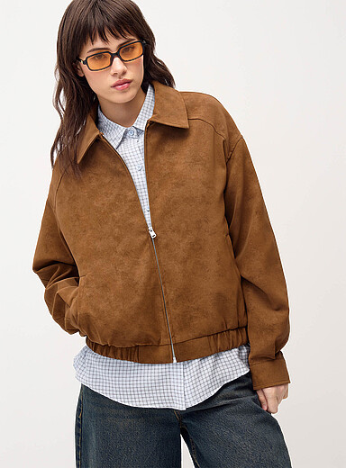 Oversized suede-finish jacket