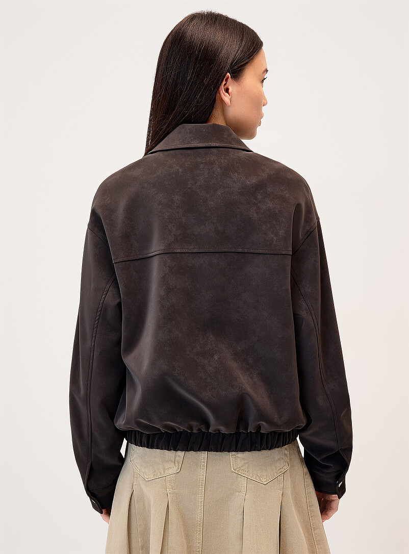 Twik Brown Oversized suede-finish jacket for women