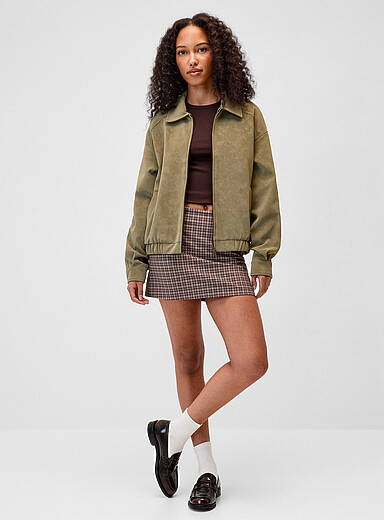 Oversized suede-finish jacket