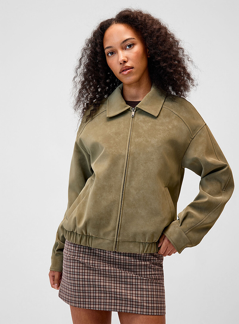 Twik Brown Oversized suede-finish jacket for women