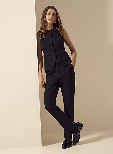Ic&ocirc;ne Black Thick knit slim-leg pant for women