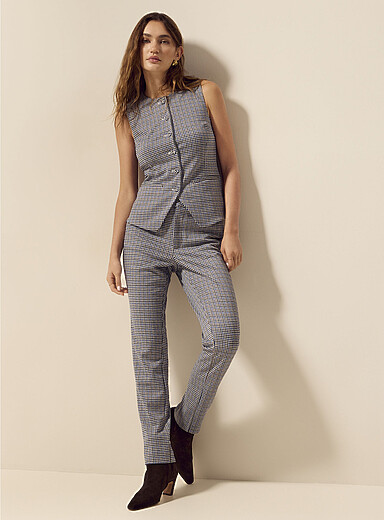 Ic&ocirc;ne: Le pantalon &eacute;troit tricot dense Bleu pour femme