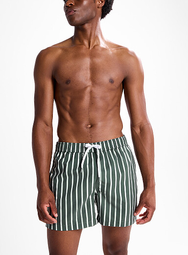 Simons: Le maillot short rayures nautiques Vert bouteille - Sapin pour homme