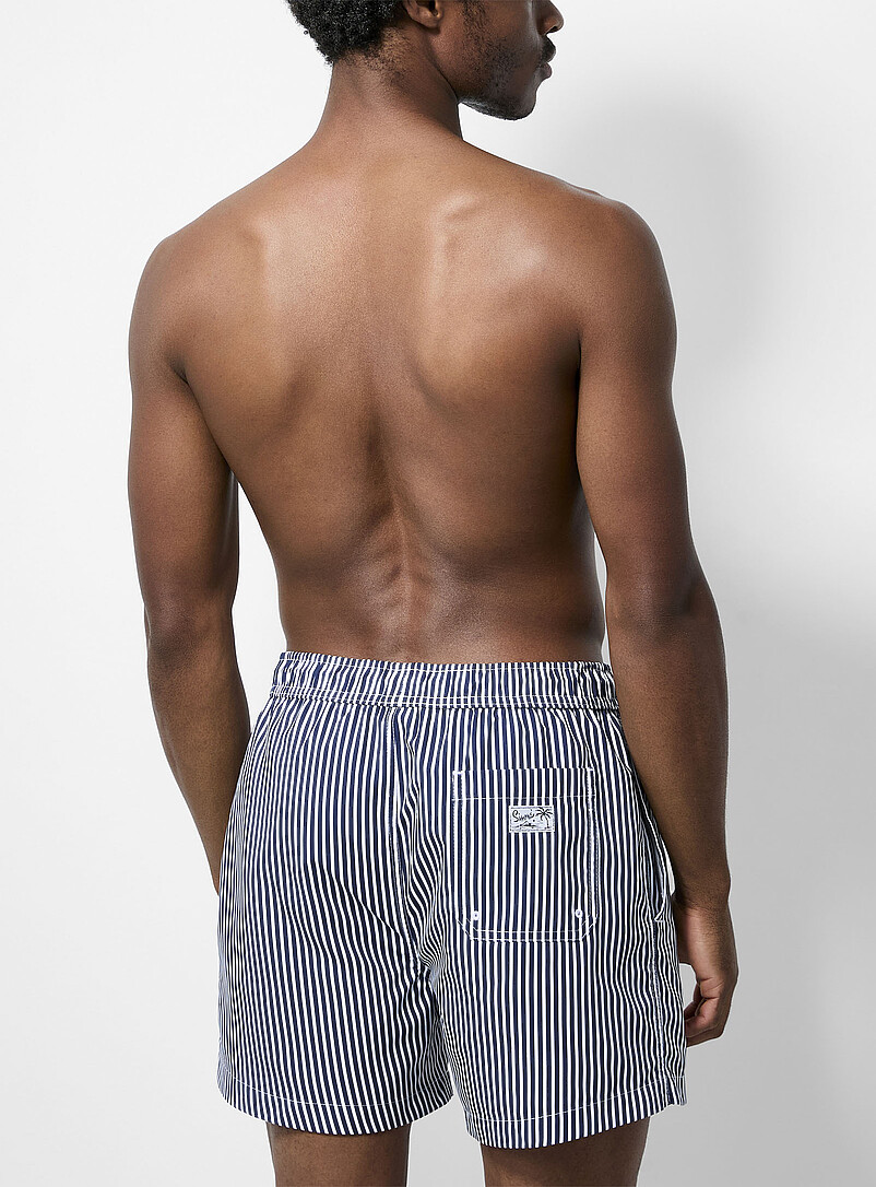 Simons Navy/Midnight Blue Nautical stripe swim short for men