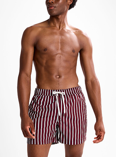 Simons: Le maillot short rayures nautiques Rouge pour homme