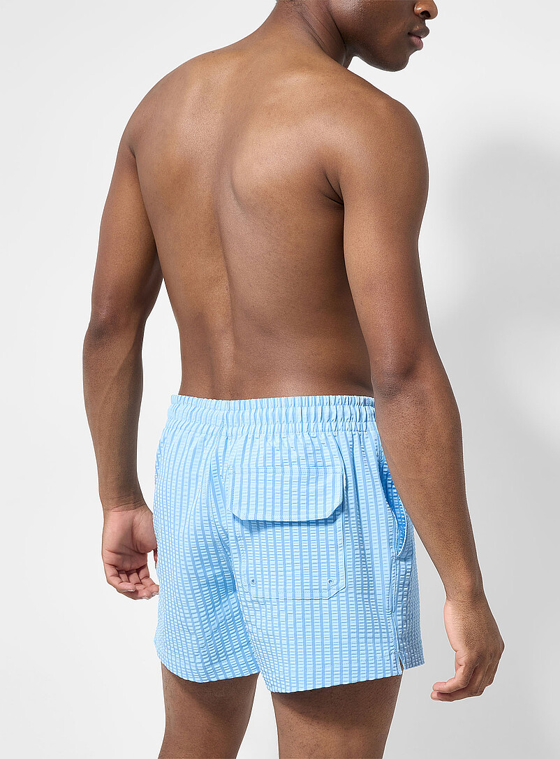 Simons Golden Yellow Monochrome stripe seersucker swim short for men