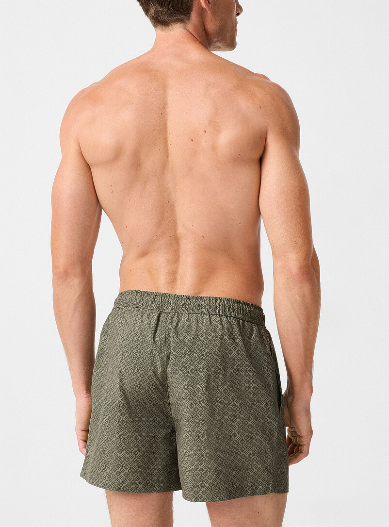 Simons: Le maillot short motif g&eacute;o cordon naturel Blanc cass&eacute; pour homme