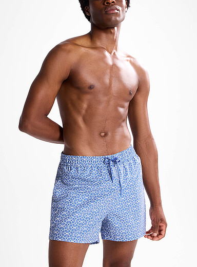 Natural drawstring geo-pattern swim short