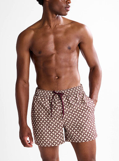 Simons: Le maillot short motif g&eacute;o cordon naturel Bourgogne pour homme