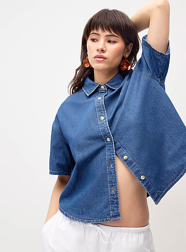 La chemise denim carr&eacute;e
