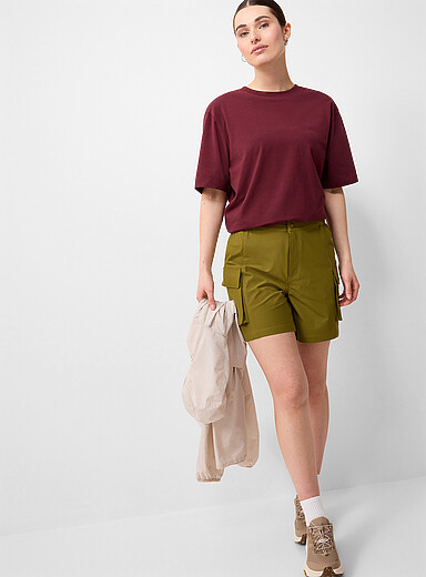 I.FIV5: Le short cargo taille semi-&eacute;lastique Longueur 6" Sarcelle - Turquoise pour femme