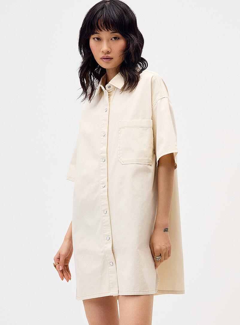 Twik Light wash Short-sleeve denim shirtdress for women