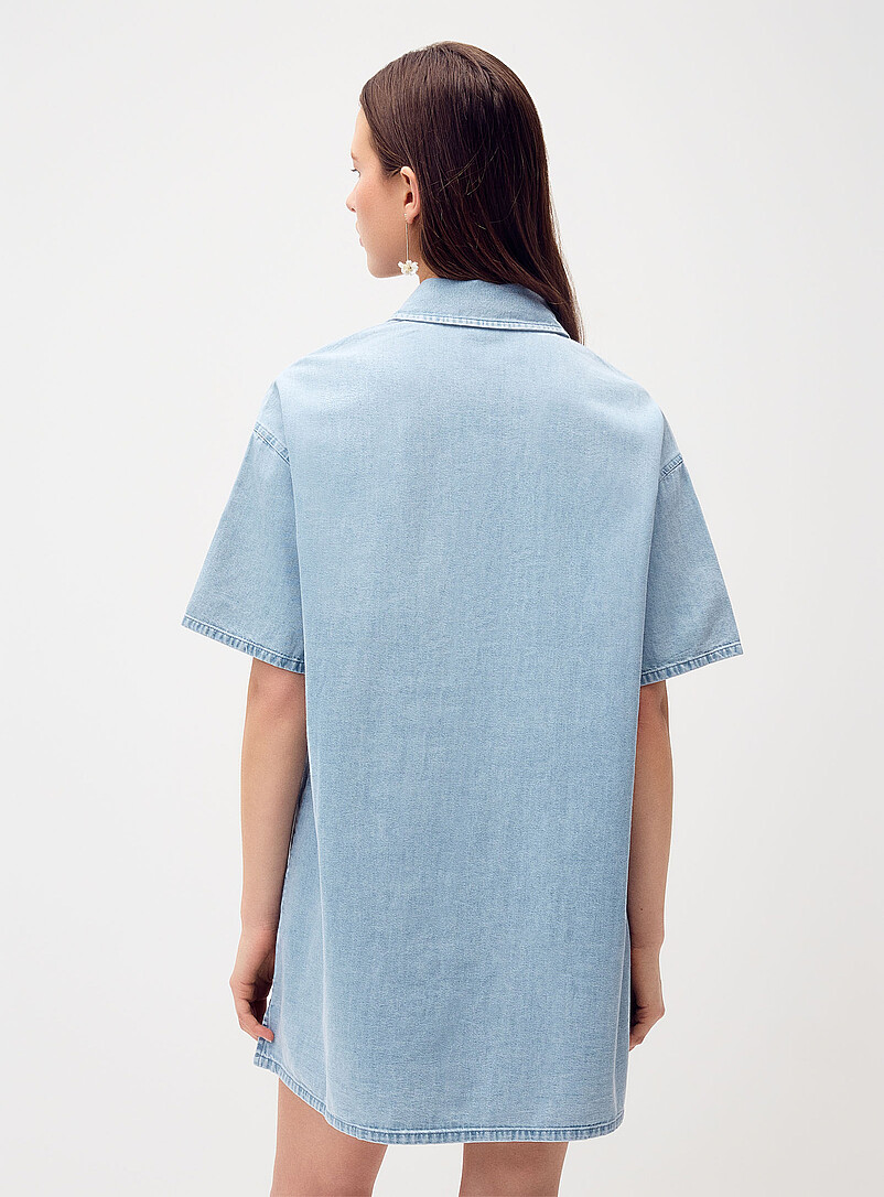 Twik Light wash Short-sleeve denim shirtdress for women