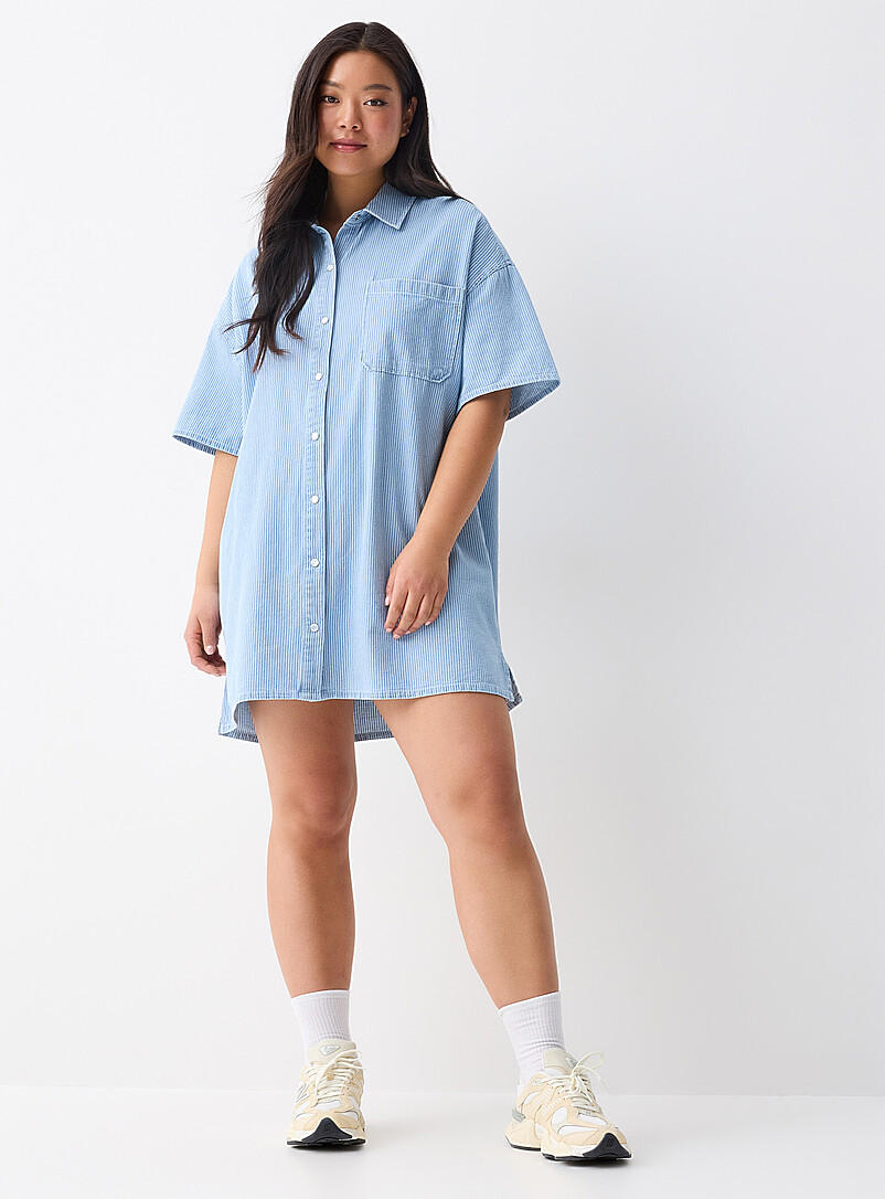 Twik Light wash Short-sleeve denim shirtdress for women