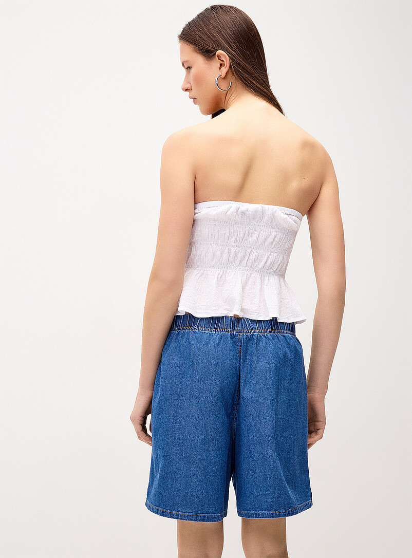 Twik Light Wash Elastic waist supple denim short for women