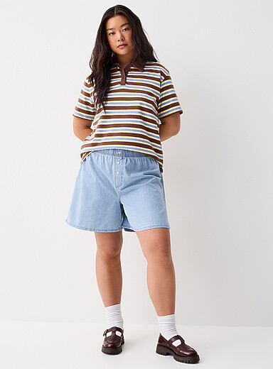 Le short denim souple taille &eacute;lastique