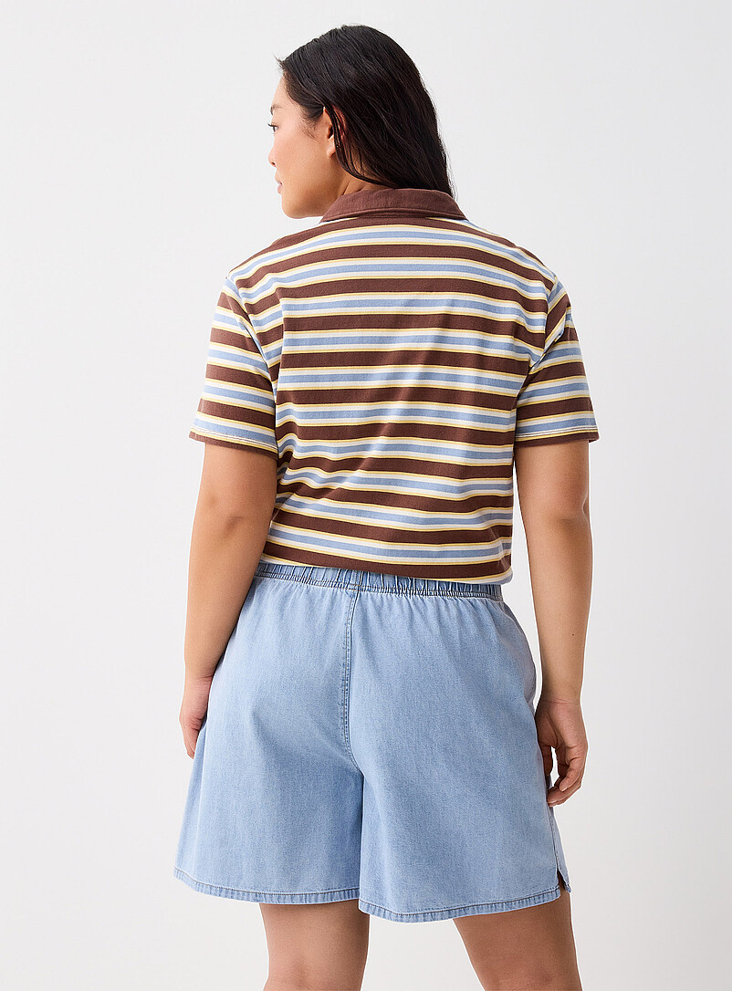 Twik Light Wash Elastic waist supple denim short for women