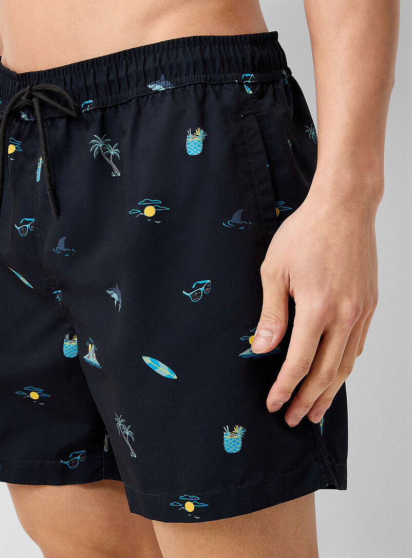 Simons: Le maillot short imprim&eacute; color&eacute; Pourpre pour homme