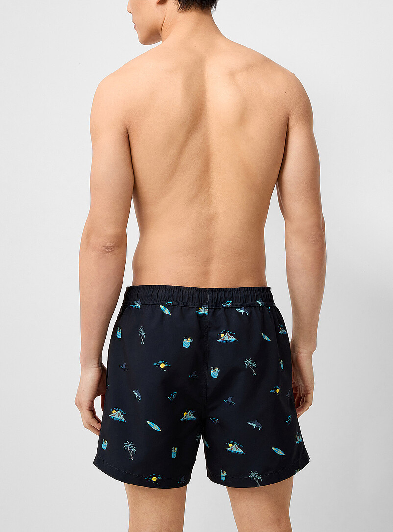 Simons: Le maillot short imprim&eacute; color&eacute; Pourpre pour homme