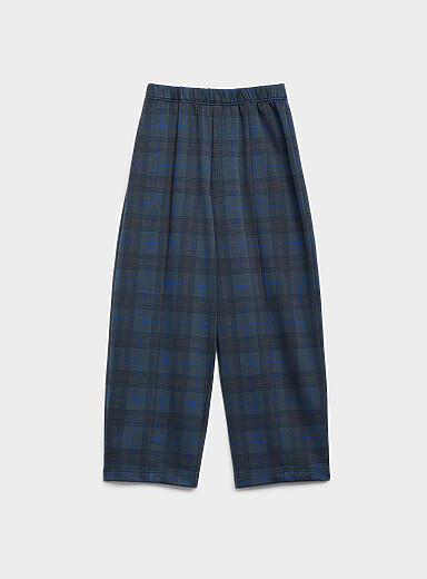 Lightweight barrel-leg elastic-waist pant