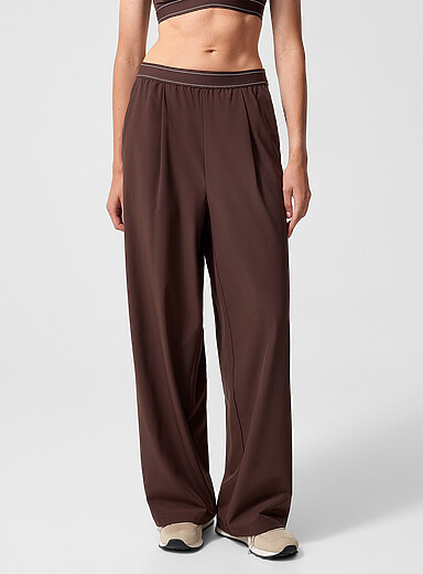 I.FIV5 Chocolate/Espresso Wide-leg stretch weave pleated pant for women