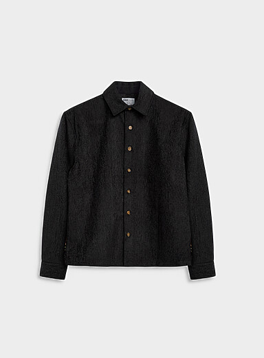 Djab Black Herringbone chenille-knit overshirt <b>Boxy fit</b> for men