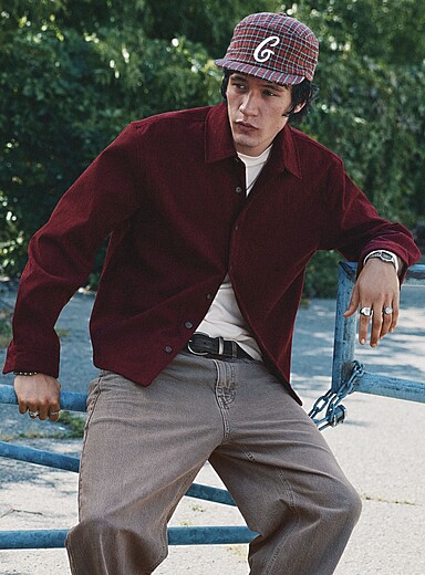 Solid herringbone chenille-knit overshirt <b>Boxy fit</b>