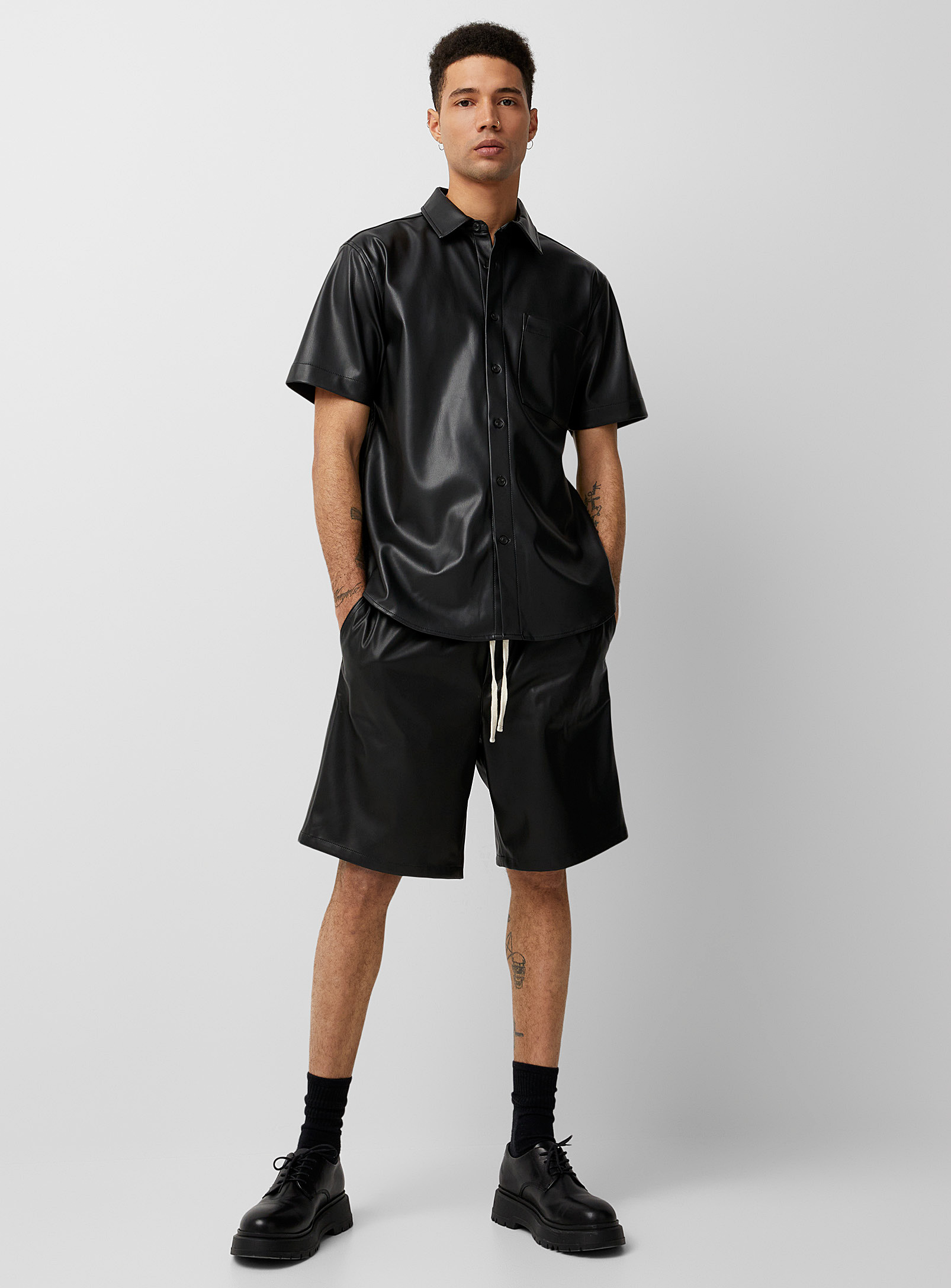 Le 31 - Men's Faux-leather Bermuda Shorts